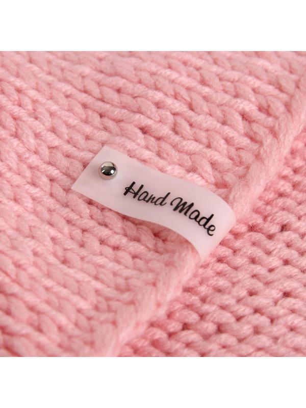 Бирка с кнопкой «Hand made», 8 × 1,5 см, 10 шт, цвет белый