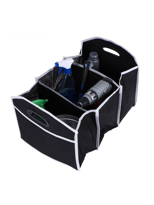 Органайзер в багажник автомобиля, складной, 52×32×31 см, 3 секции, черный