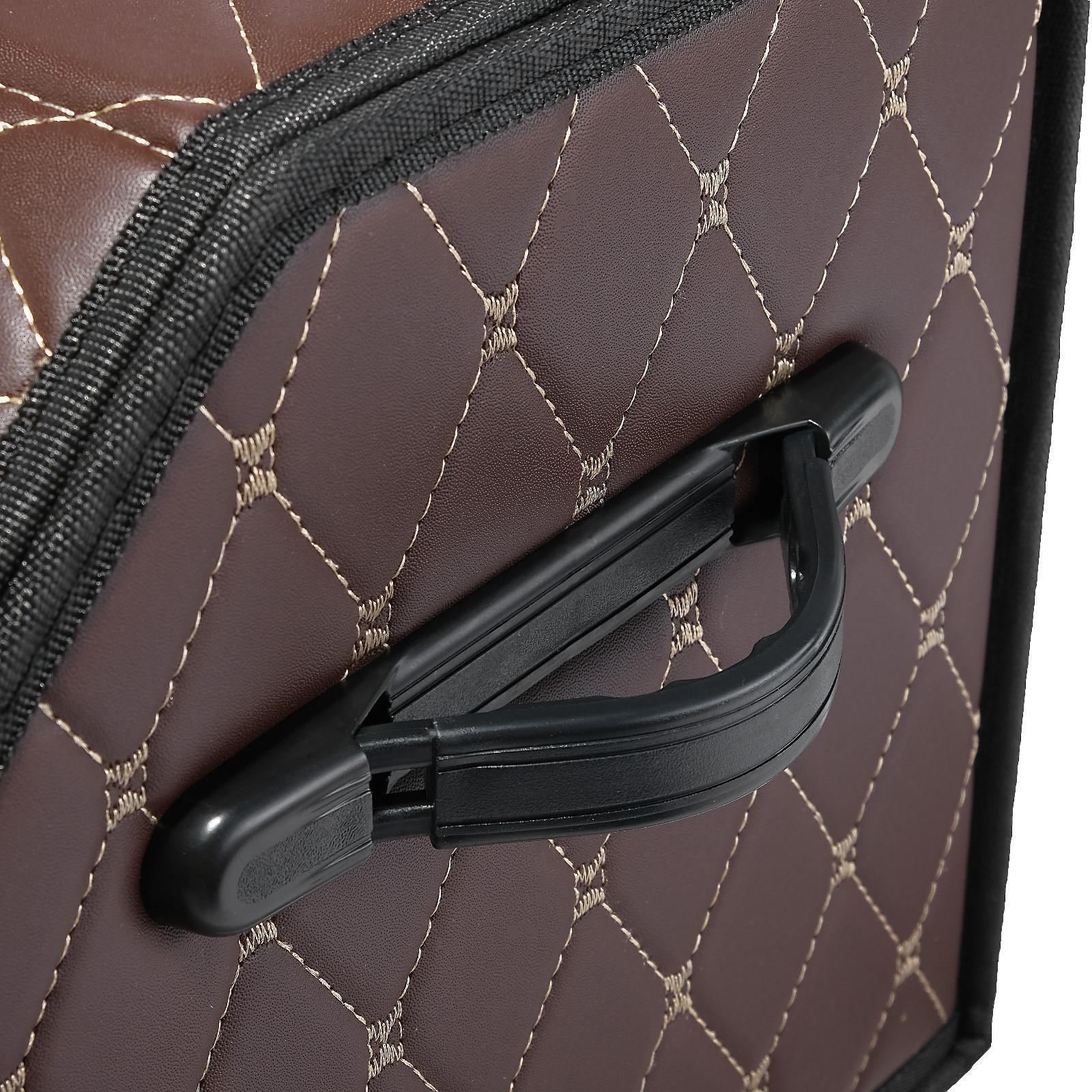 Органайзер саквояж в багажник автомобиля HT-098, 68×32×30 см, коричневый, экокожа