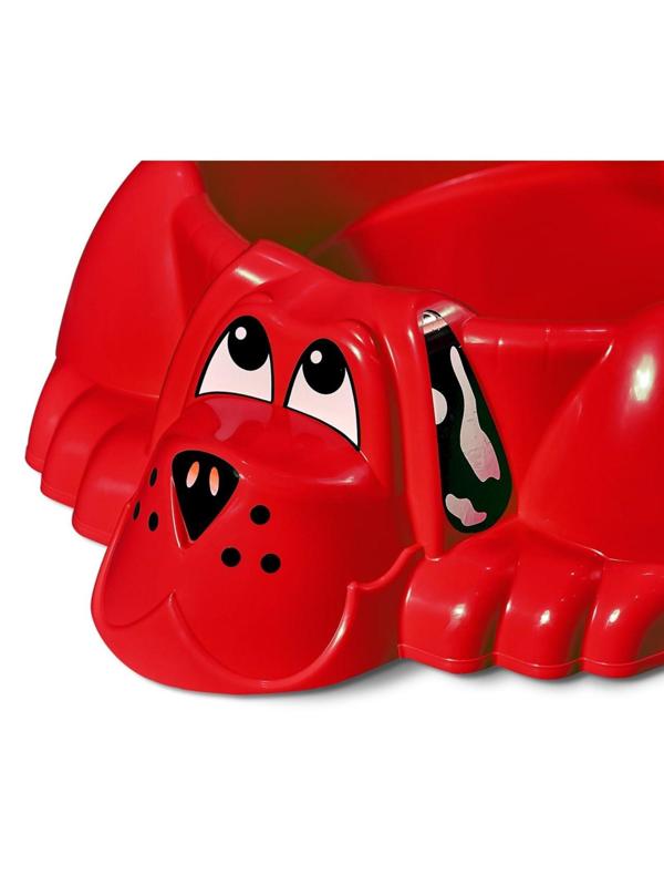 Песочница «Собачка» с крышкой, цвет красный/жёлтый