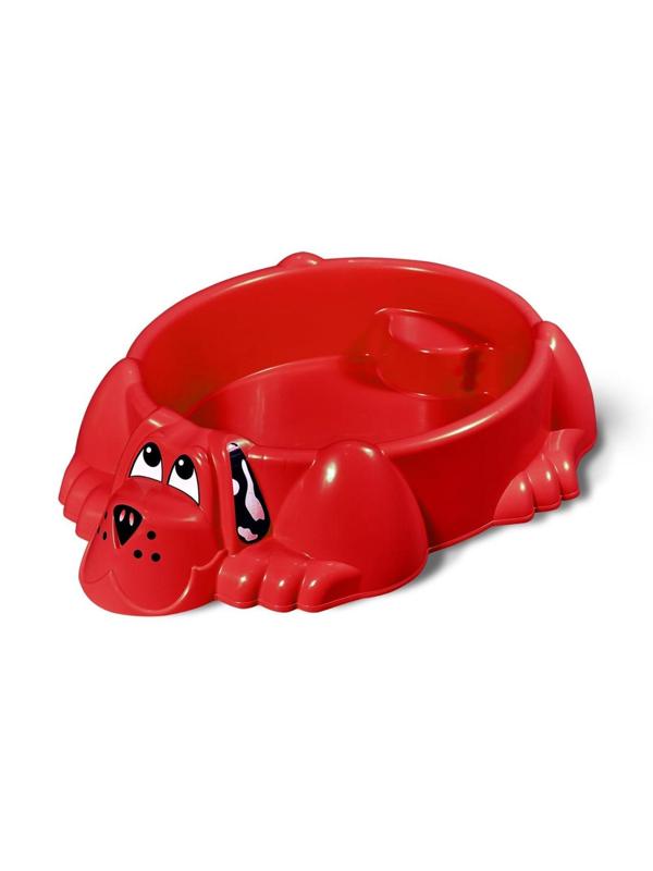 Песочница «Собачка» с крышкой, цвет красный/жёлтый