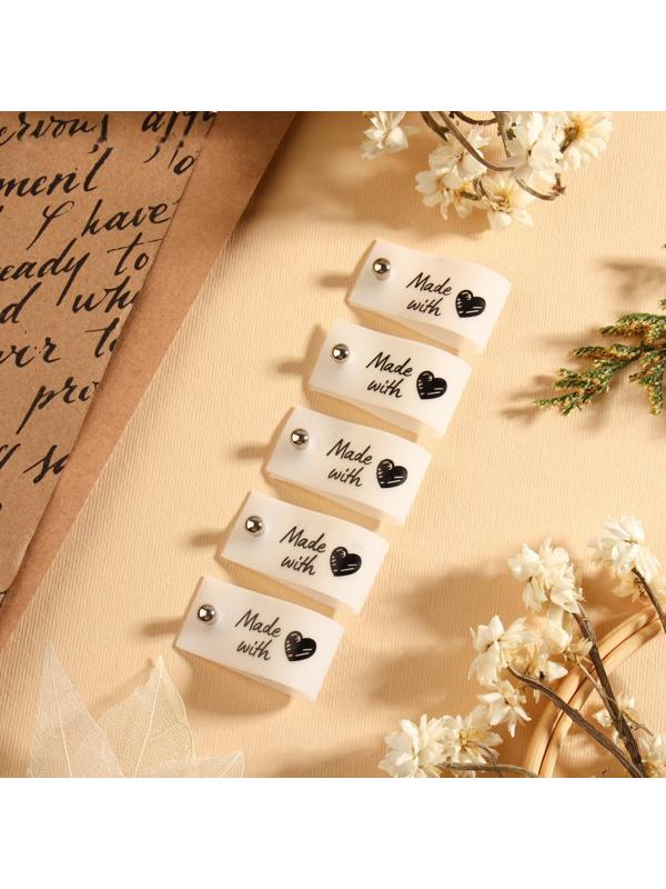 Бирка с кнопкой «Made with love», 8 × 1,8 см, 10 шт, цвет матовый/чёрный