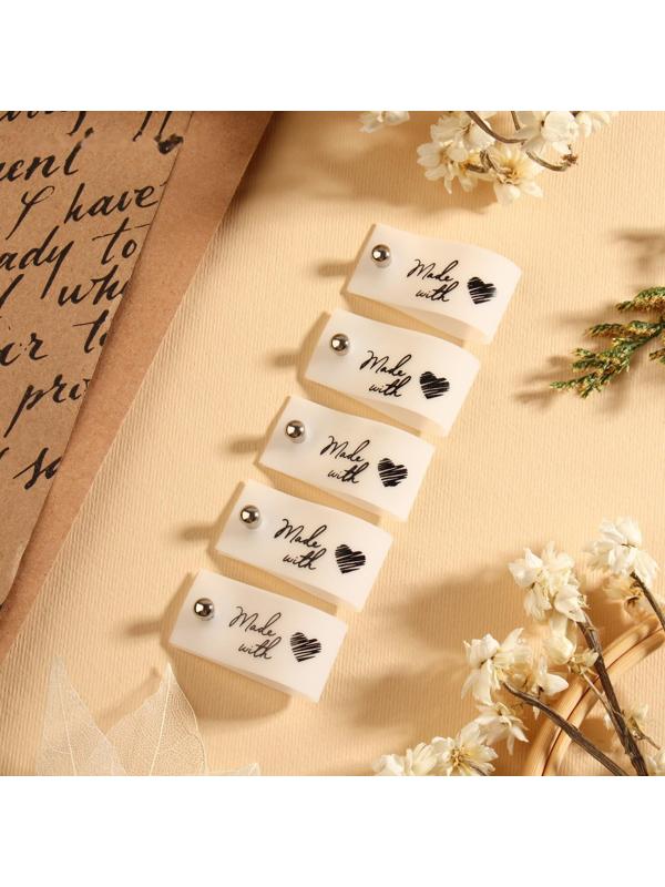 Бирка с кнопкой «Made with love», 8 × 1,8 см, 10 шт, цвет матовый/чёрный