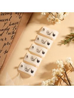 Бирка с кнопкой «Hand made», 8 × 1,8 см, 10 шт, цвет матовый/чёрный