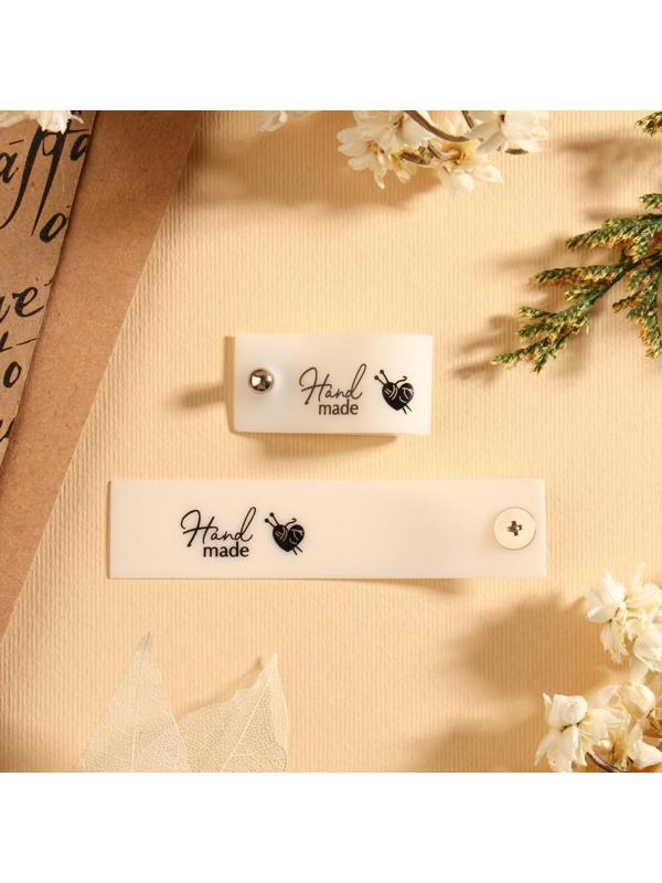 Бирка с кнопкой «Hand made», 8 × 1,8 см, 10 шт, цвет матовый/чёрный