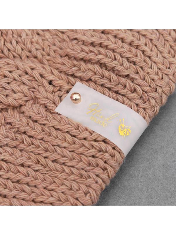 Бирка с кнопкой «Hand made», 8 × 1,8 см, 10 шт, цвет матовый/золотой