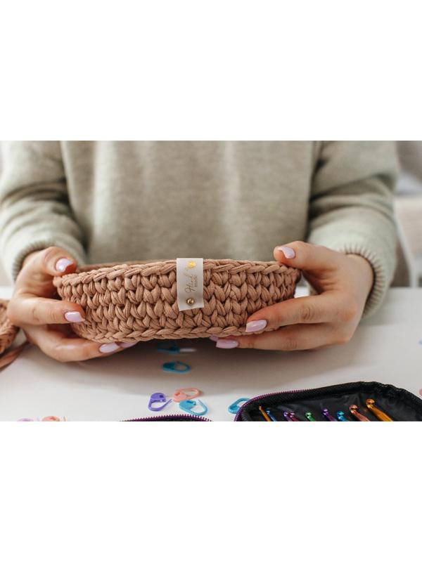 Бирка с кнопкой «Hand made», 8 × 1,8 см, 10 шт, цвет матовый/золотой