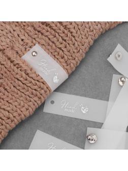 Бирка с кнопкой «Hand made», 8 × 1,8 см, 10 шт, цвет матовый/серебряный