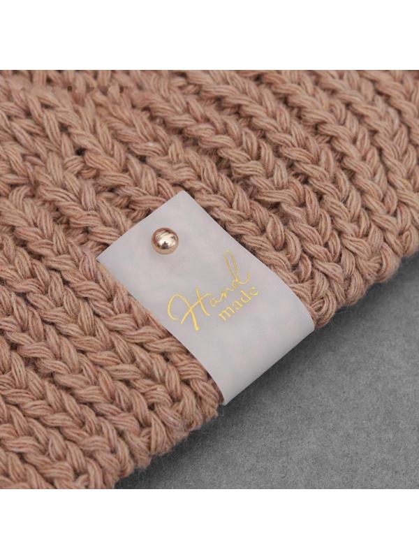 Бирка с кнопкой «Hand made», 7 × 2 см, 10 шт, цвет матовый/золотой