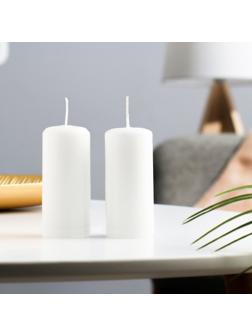 Набор свечей - цилиндров, 4х9 см, набор 2 шт, белая
