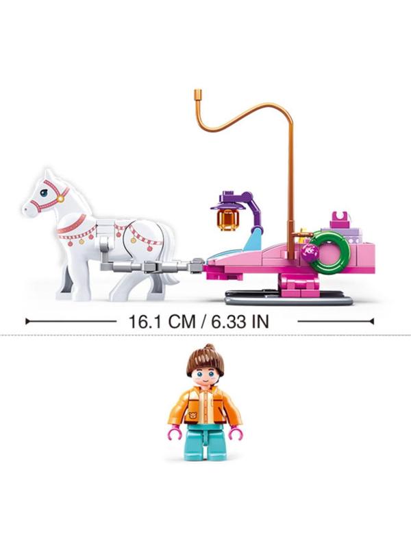 Конструктор Розовая Мечта «Сани с лошадкой», 149 деталей