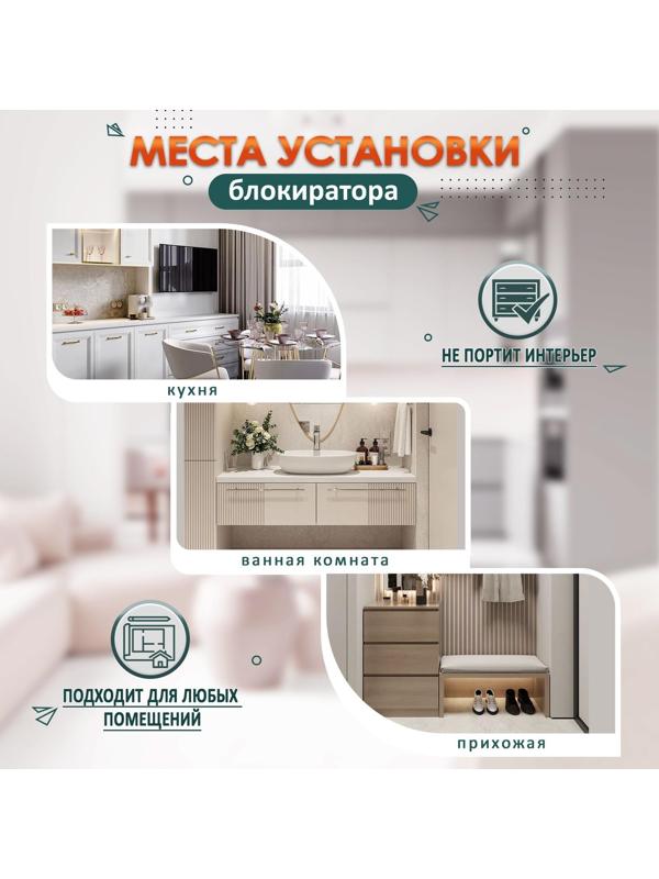 Блокиратор детский магнитный LOCKLAND с фиксатором, 4 замка-блокиратора в компл.