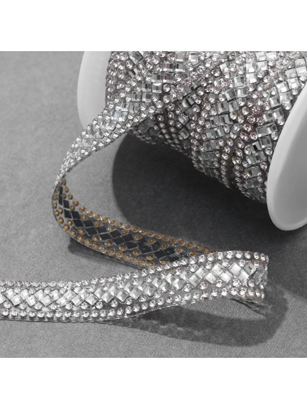 Стразы термоклеевые «Ромбы», ширина - 13 мм, 4,5 ± 0,5 м, цвет серебряный