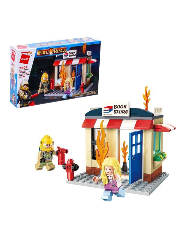 Конструктор Огнеборцы «Пожар в книжном магазине», 2 минифигуры и 88 деталей