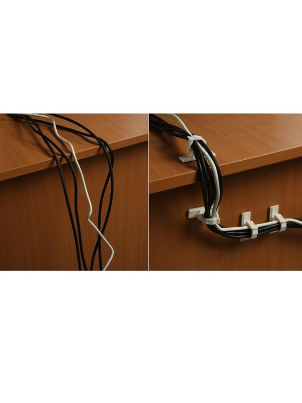 Держатель самоклеящийся для проводов ТУНДРА krep, d=20 мм, 60х20х40 мм, белый, 4 шт.