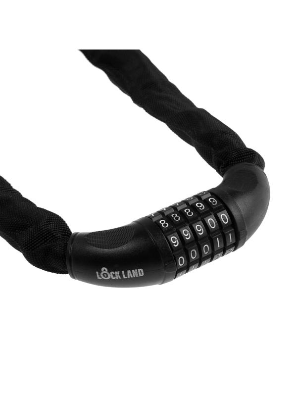 Замок навесной велосипедный LOCKLAND, кодовый, 6 х 1000 мм, цвет черный