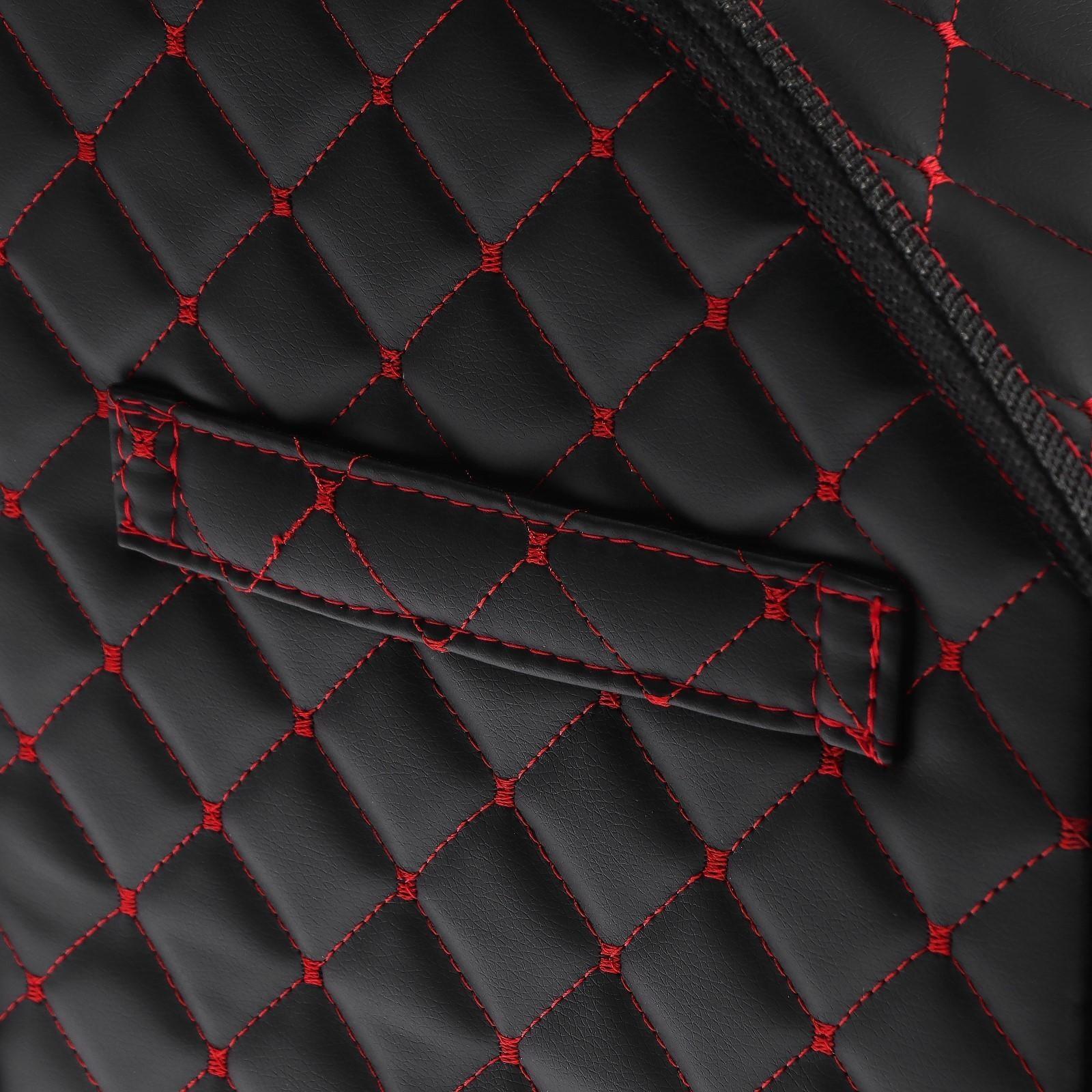 Органайзер саквояж в багажник автомобиля LION, экокожа, ромб, 50×30×30 см, черно-красный