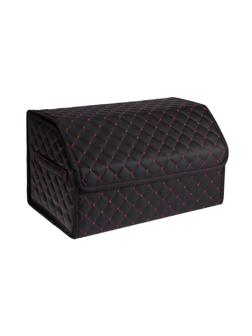 Органайзер саквояж в багажник автомобиля LION, экокожа, ромб, 50×30×30 см, черно-красный