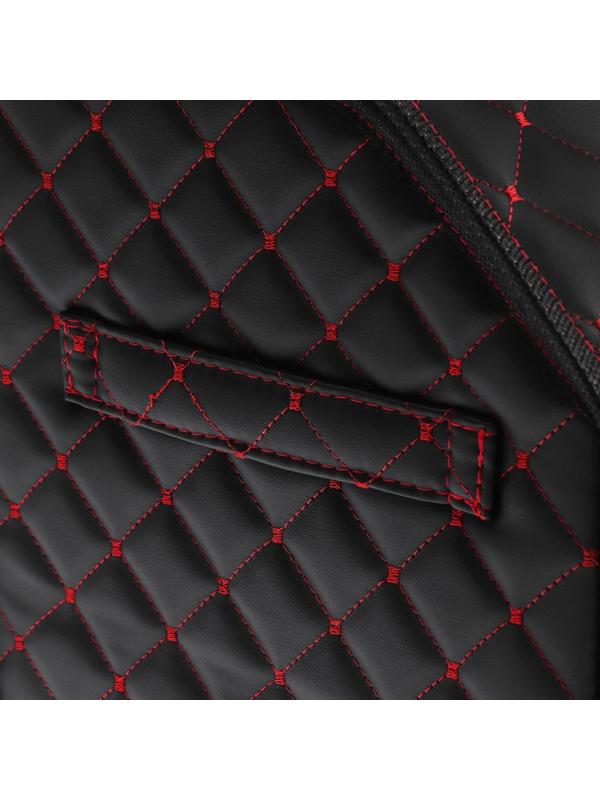 Органайзер саквояж в багажник автомобиля LION, экокожа, ромб, 50×30×30 см, черно-красный