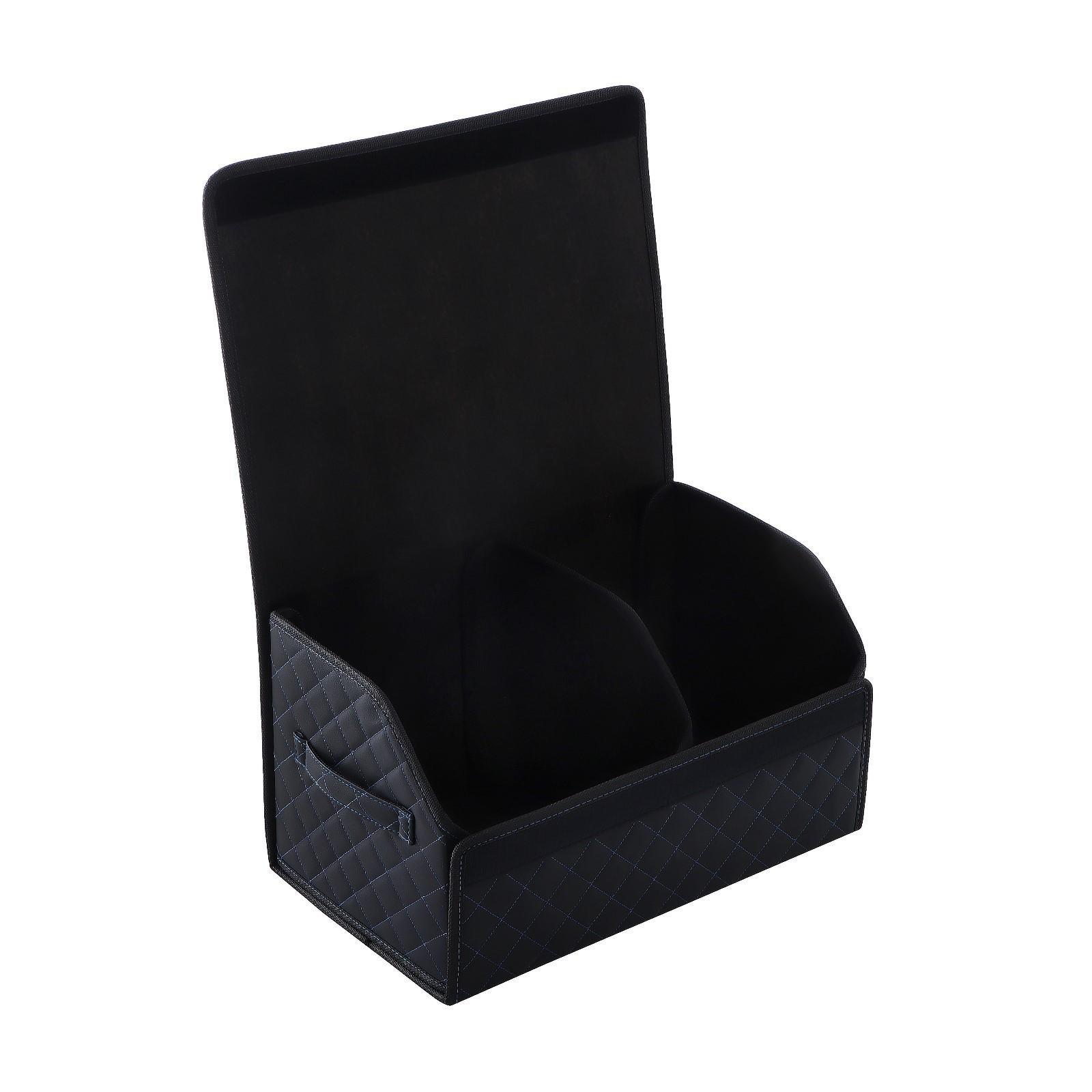 Органайзер саквояж в багажник автомобиля LION, экокожа, ромб, 50×30×30 см, черно-синий