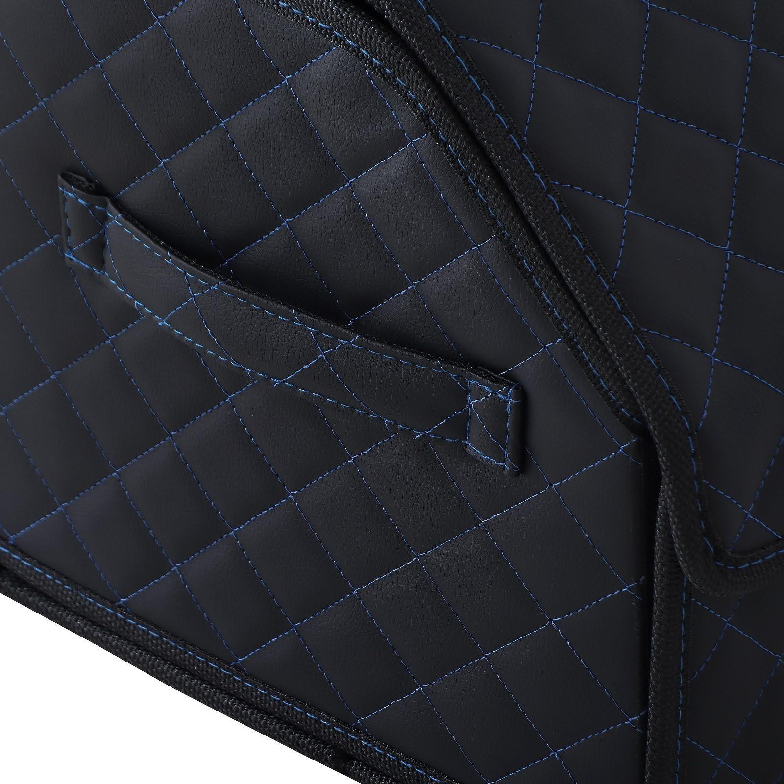 Органайзер саквояж в багажник автомобиля LION, экокожа, ромб, 50×30×30 см, черно-синий