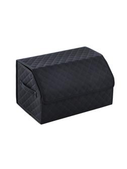 Органайзер саквояж в багажник автомобиля LION, экокожа, ромб, 50×30×30 см, черно-синий