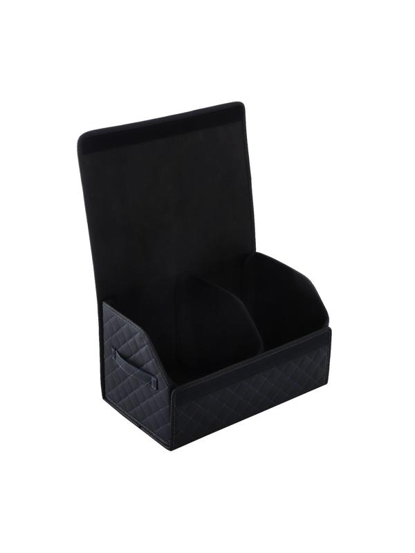 Органайзер саквояж в багажник автомобиля LION, экокожа, ромб, 50×30×30 см, черно-синий