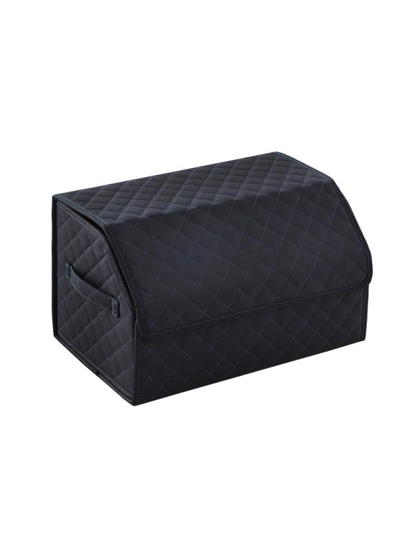 Органайзер саквояж в багажник автомобиля LION, экокожа, ромб, 50×30×30 см, черно-синий