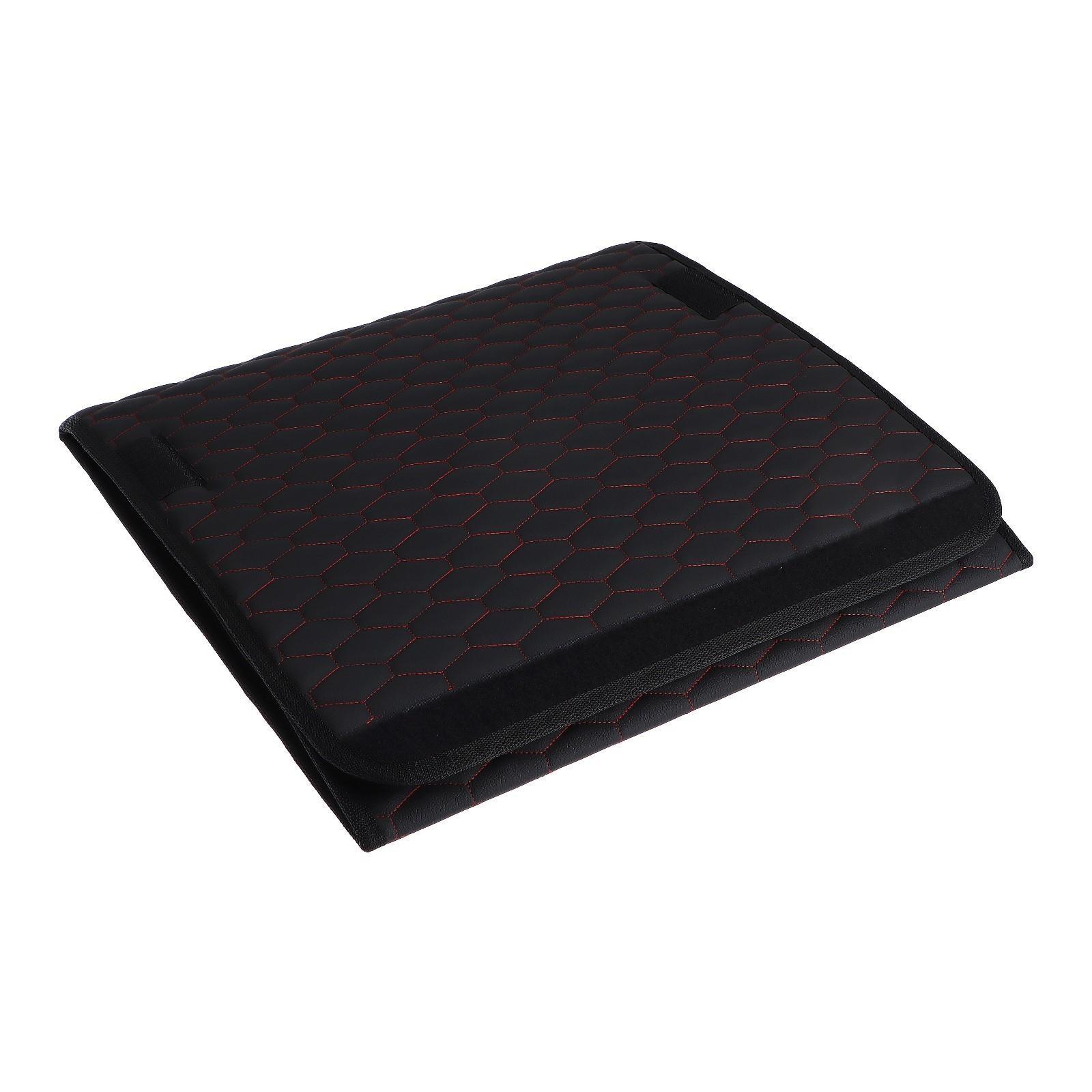 Органайзер саквояж в багажник автомобиля LION, экокожа, соты, 50×30×30 см, черно-красный