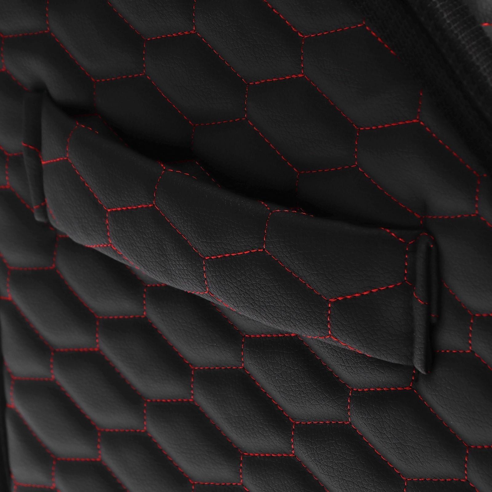 Органайзер саквояж в багажник автомобиля LION, экокожа, соты, 50×30×30 см, черно-красный