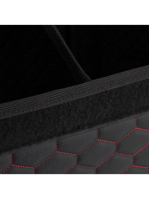 Органайзер саквояж в багажник автомобиля LION, экокожа, соты, 50×30×30 см, черно-красный