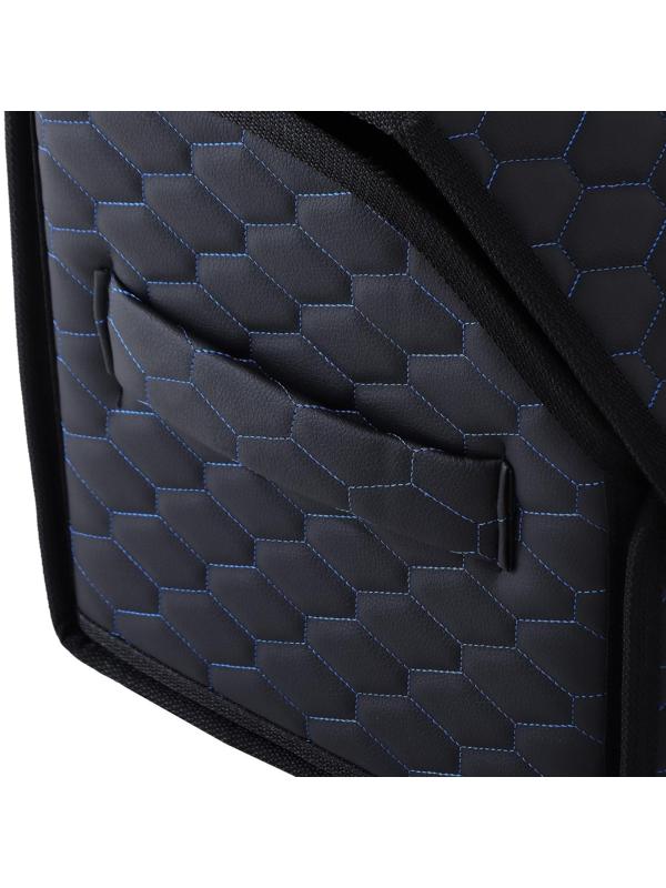 Органайзер саквояж в багажник автомобиля LION, экокожа, соты, 50×30×30 см, черно-синий