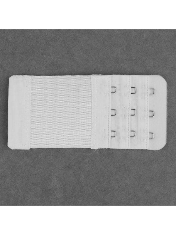 Застёжка-удлинитель для бюстгальтера, 3 ряда 3 крючка, 5 × 10,5 см, 3 шт, цвет белый