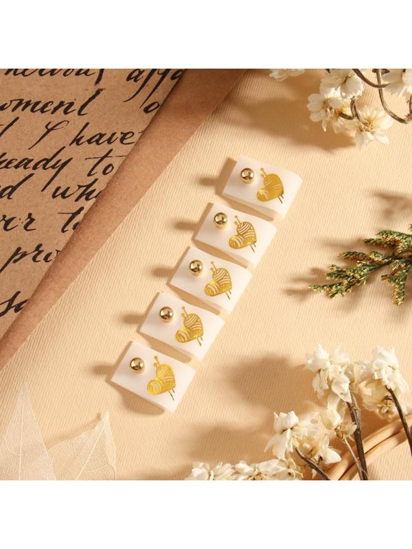 Бирка с кнопкой «Клубок», 5 × 1,5 см, 10 шт, цвет белый/золотой