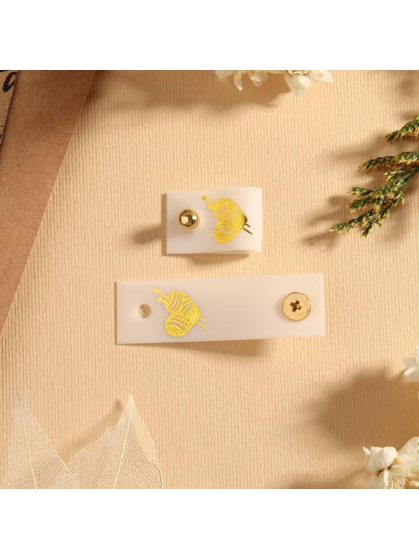 Бирка с кнопкой «Клубок», 5 × 1,5 см, 10 шт, цвет белый/золотой