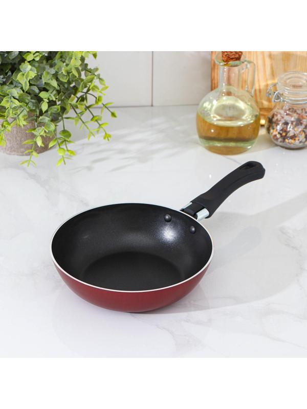 Сковорода Promo, d=16 см, пластиковая ручка, антипригарное покрытие, цвет бордовый