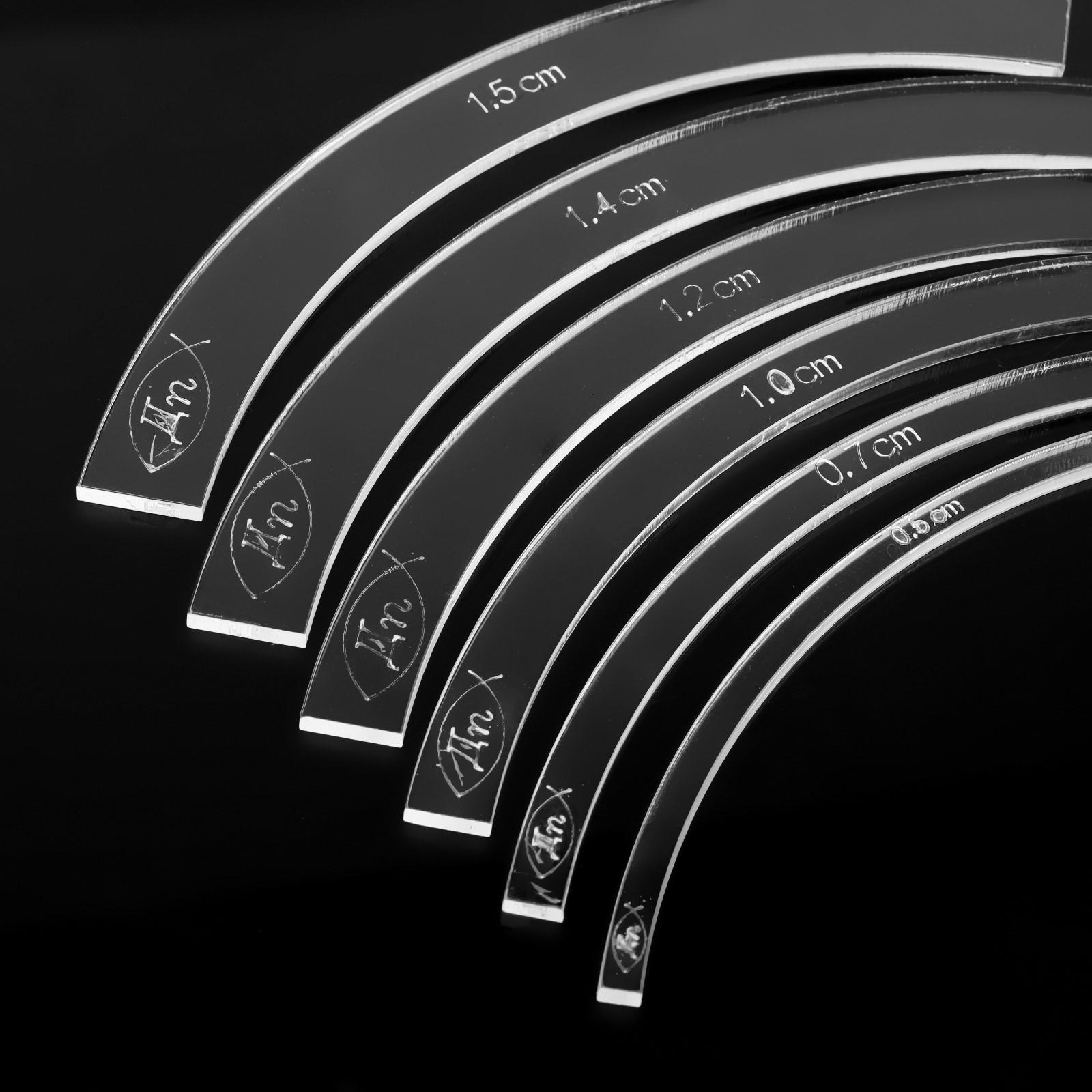 Набор лекала для круглолинейных припусков, акриловых, 6 шт, толщина 3 мм, цвет прозрачный