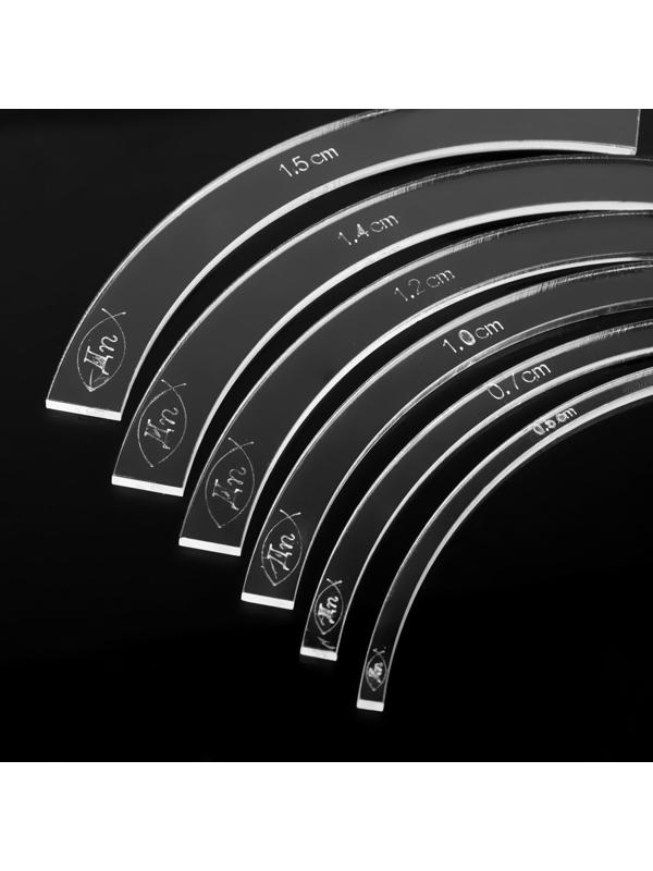 Набор лекала для круглолинейных припусков, акриловых, 6 шт, толщина 3 мм, цвет прозрачный