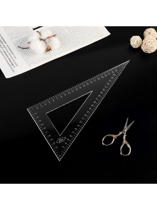 Набор портновских угольников, акриловых, 80 × 40 см, 54 × 27 см, 27,5 × 14 см, 3 шт, толщина 3 мм, цвет прозрачный