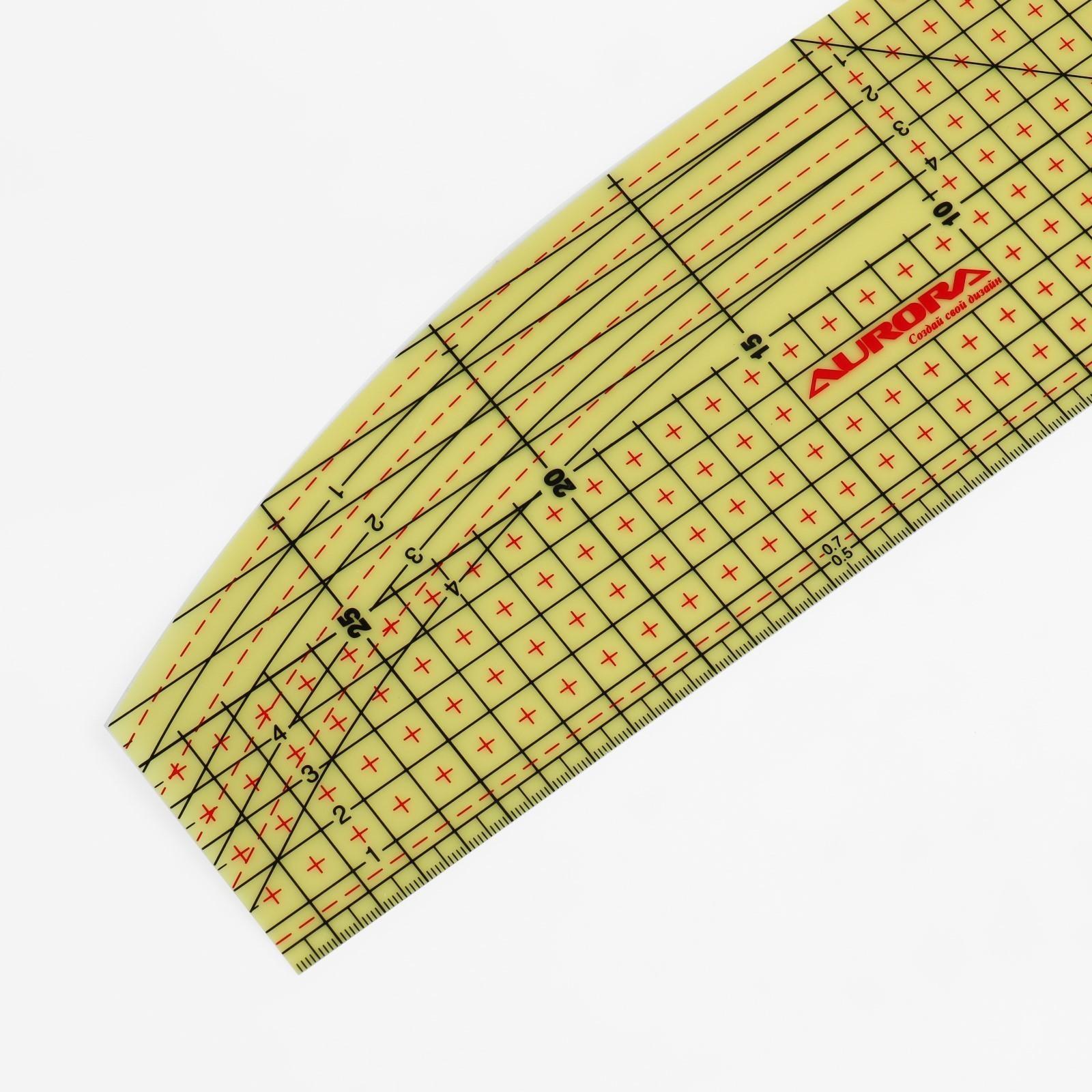 Лекало портновское метрическое, жаропрочное, 30 × 10 см, цвет жёлтый