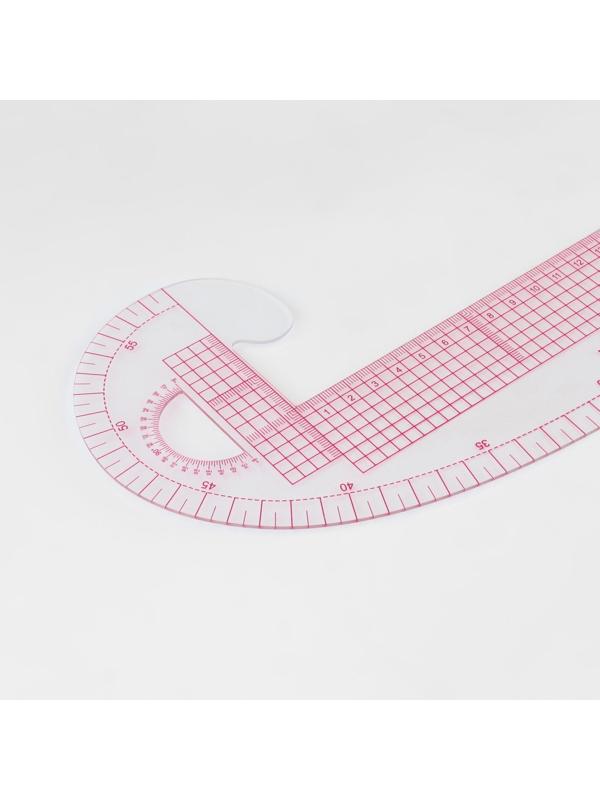 Лекало портновское метрическое «Бочок», премиум, 47 × 12,5 см, толщина 1,5 мм, цвет прозрачный