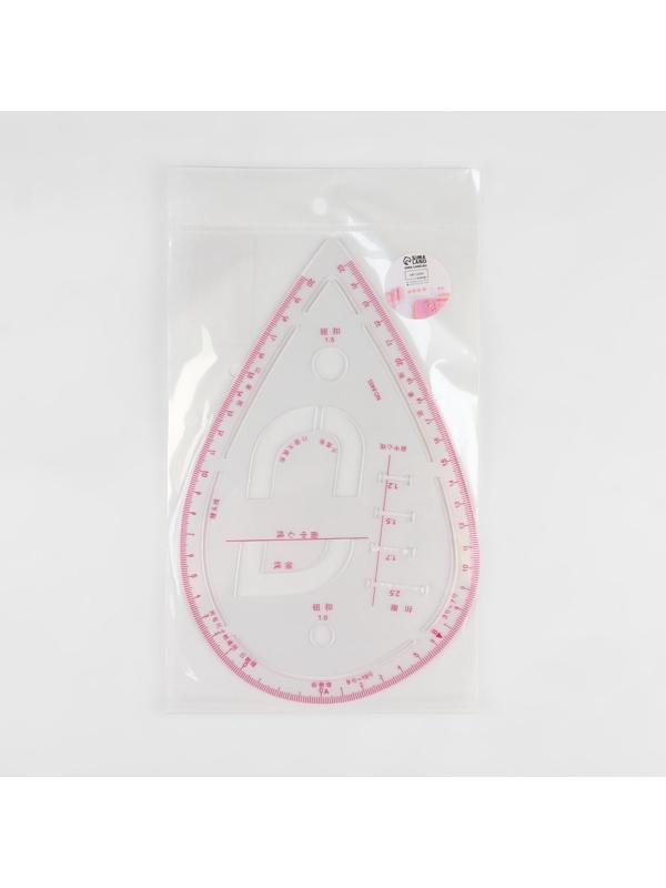 Лекало портновское метрическое «Капля», премиум, 20,5 × 13,3 см, толщина 1,5 мм, цвет прозрачный