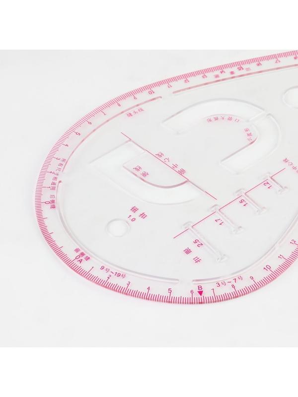 Лекало портновское метрическое «Капля», премиум, 20,5 × 13,3 см, толщина 1,5 мм, цвет прозрачный