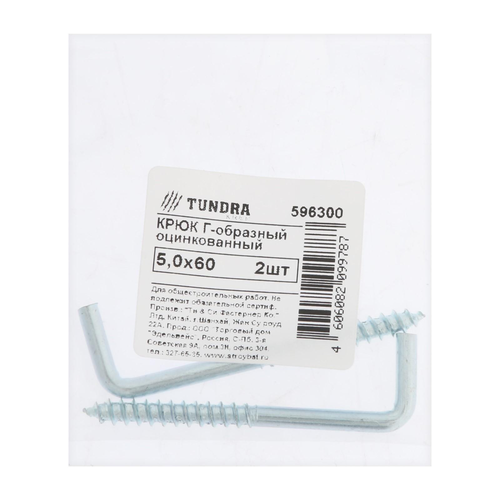 Шуруп-костыль ТУНДРА, белый цинк, М5x60 мм, 2 шт