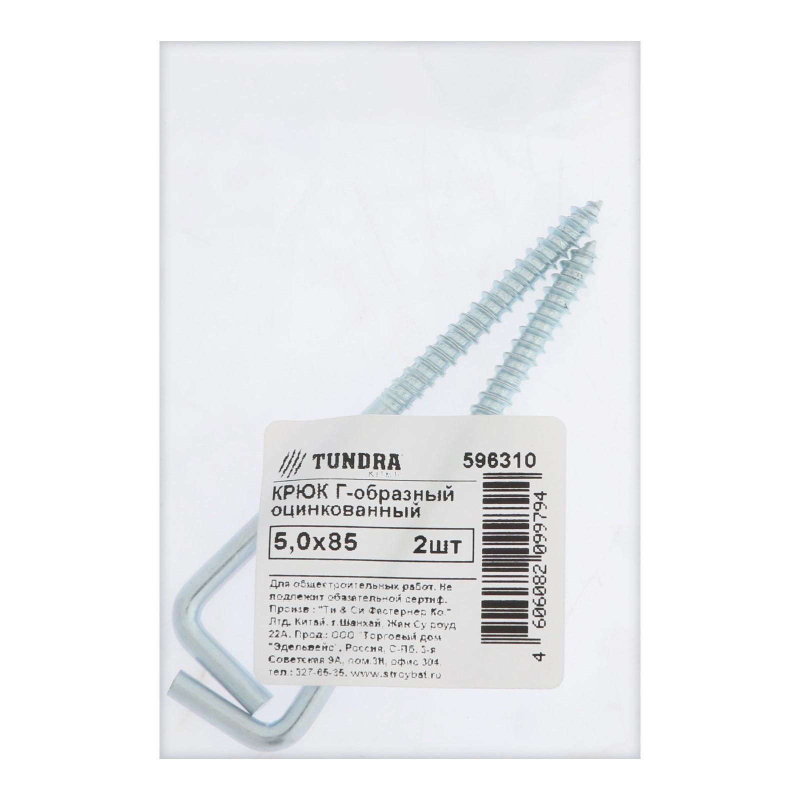 Шуруп-костыль ТУНДРА, белый цинк, 5x85 мм, 2 шт