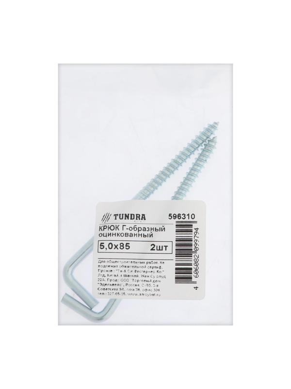 Шуруп-костыль ТУНДРА, белый цинк, 5x85 мм, 2 шт