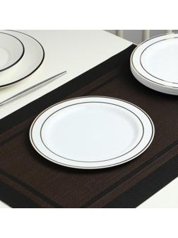 Тарелка круглая плоская одноразовая, 19 см, цвет белый с золотой каёмкой