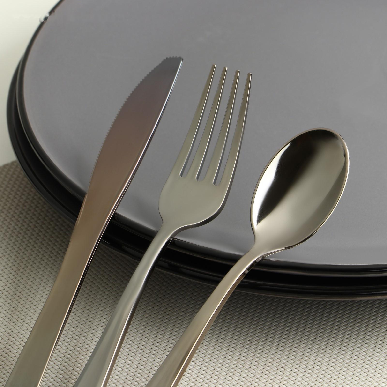 Набор приборов одноразовых «Премиум», вилка, ложка, нож по 6 штук, золотого металлического цвета