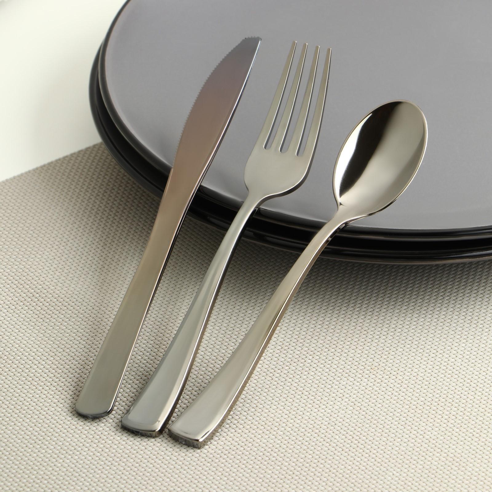 Набор приборов одноразовых «Премиум», вилка, ложка, нож по 6 штук, золотого металлического цвета