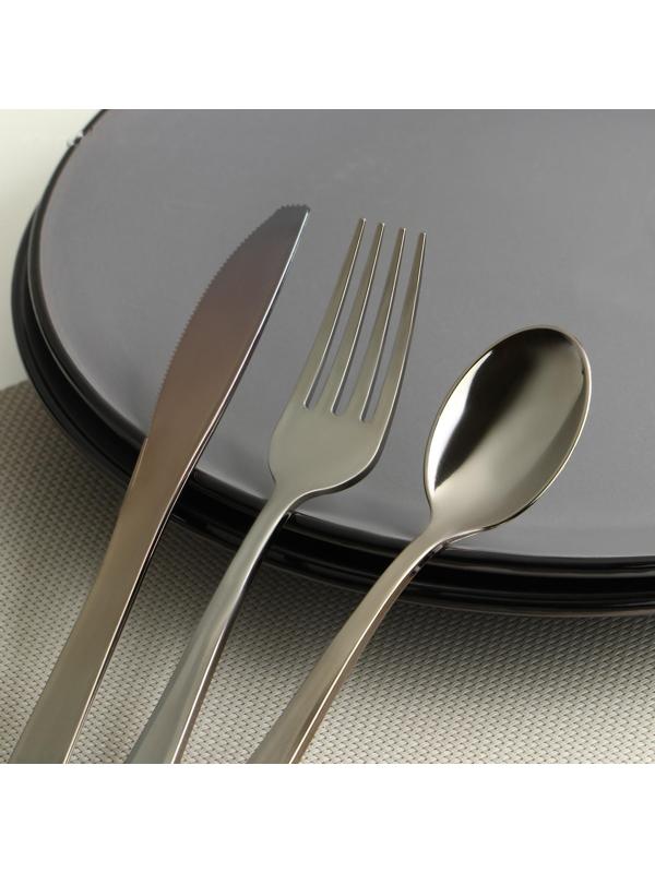 Набор приборов одноразовых «Премиум», вилка, ложка, нож по 6 штук, золотого металлического цвета